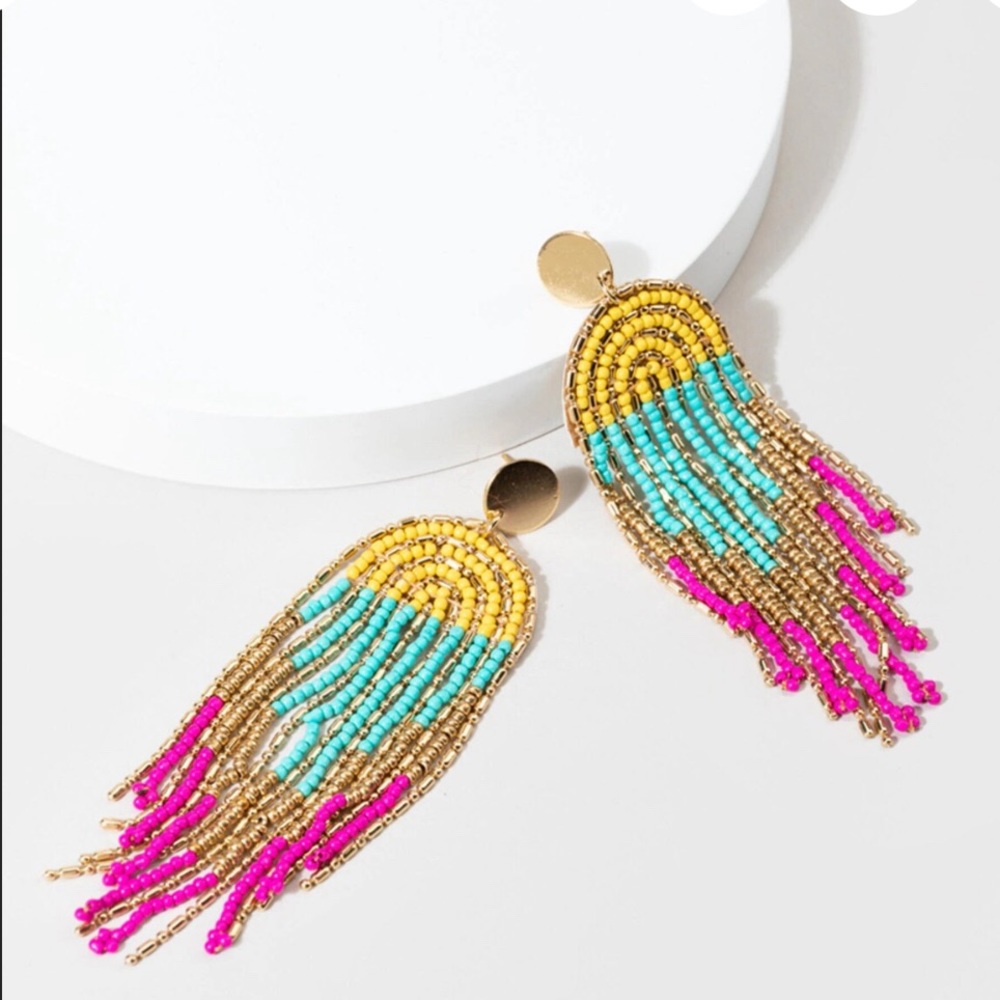 The Hot Number Beaded
Rainbow Earrings Summer/Spring Wear